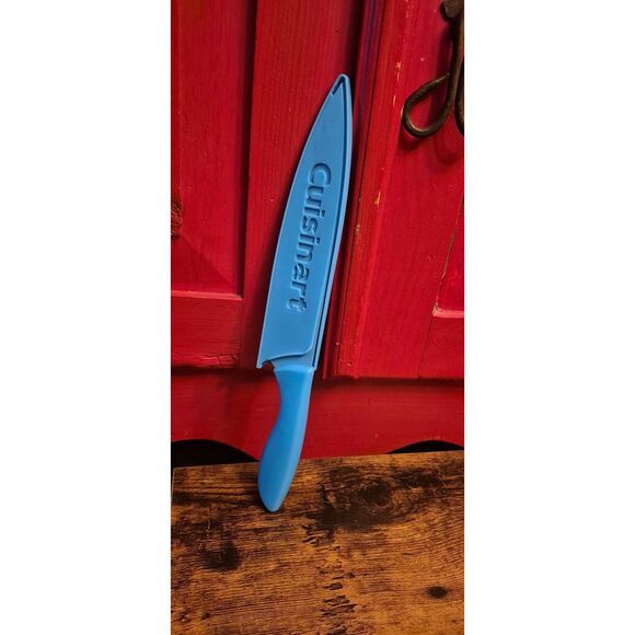Cuisunart 8 inch Blade Chefs Knife Blue Carving With Blade Guard Barely Used EUC - Picture 2 of 2